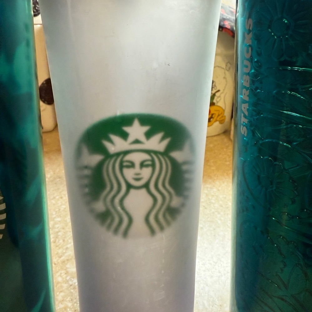 Starbucks Trio: Foil Teal,  Camo and 2008 Frosted Tumblers - Picture 3 of 16